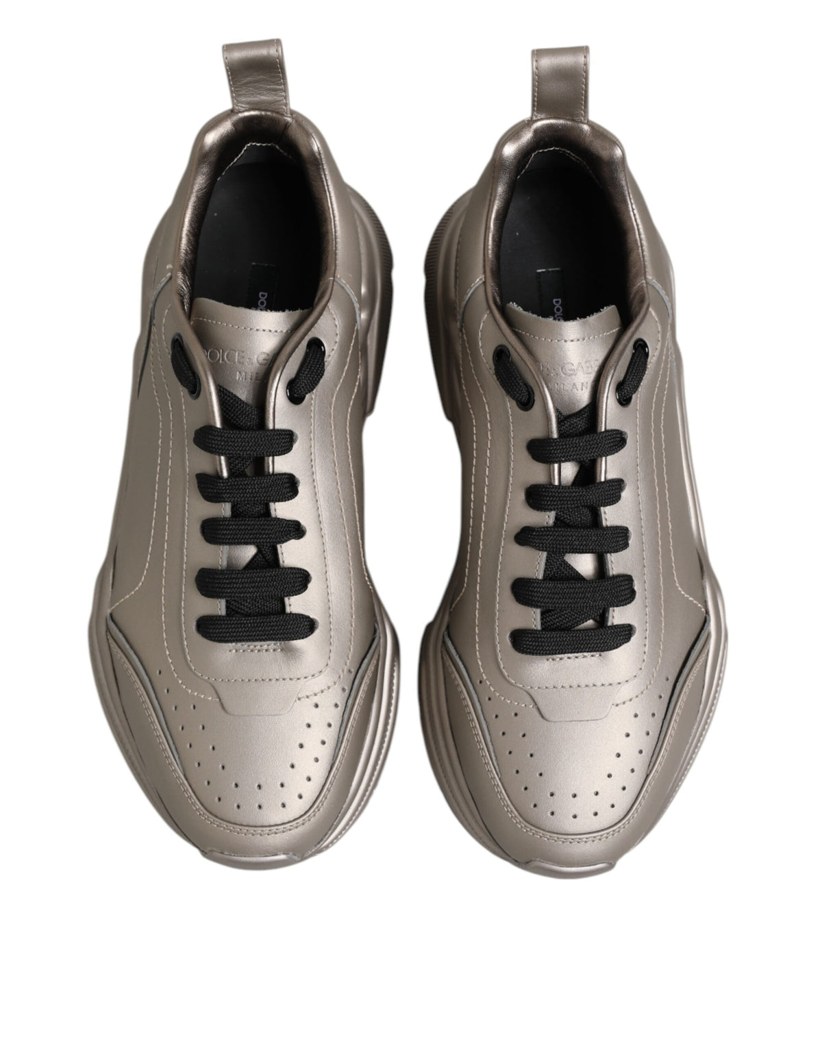 Dolce & Gabbana Silber DAYMASTER Leder Männer Turnschuhe Schuhe