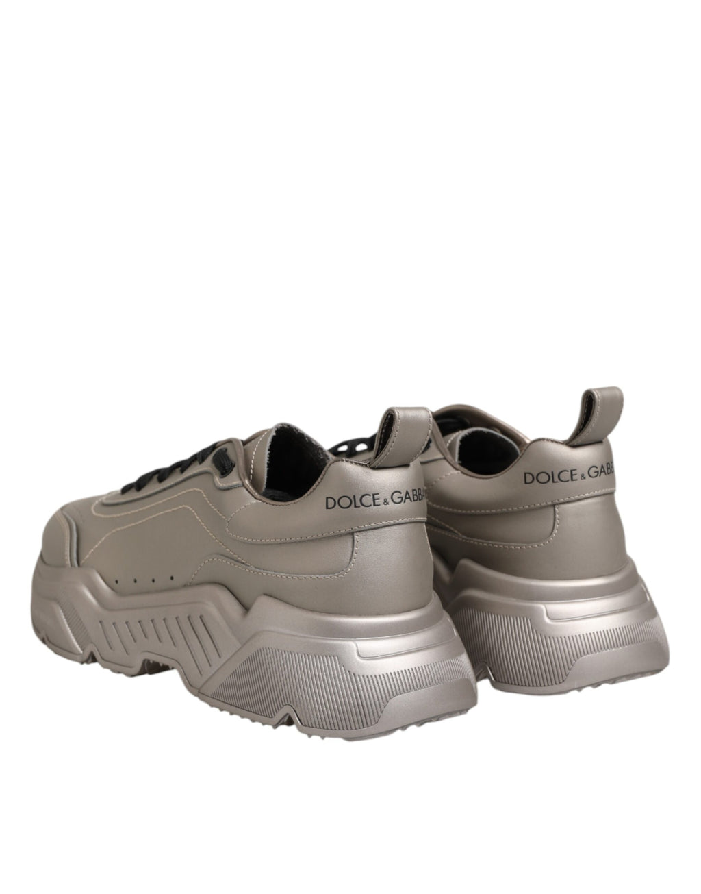 Dolce & Gabbana Silber DAYMASTER Leder Männer Turnschuhe Schuhe