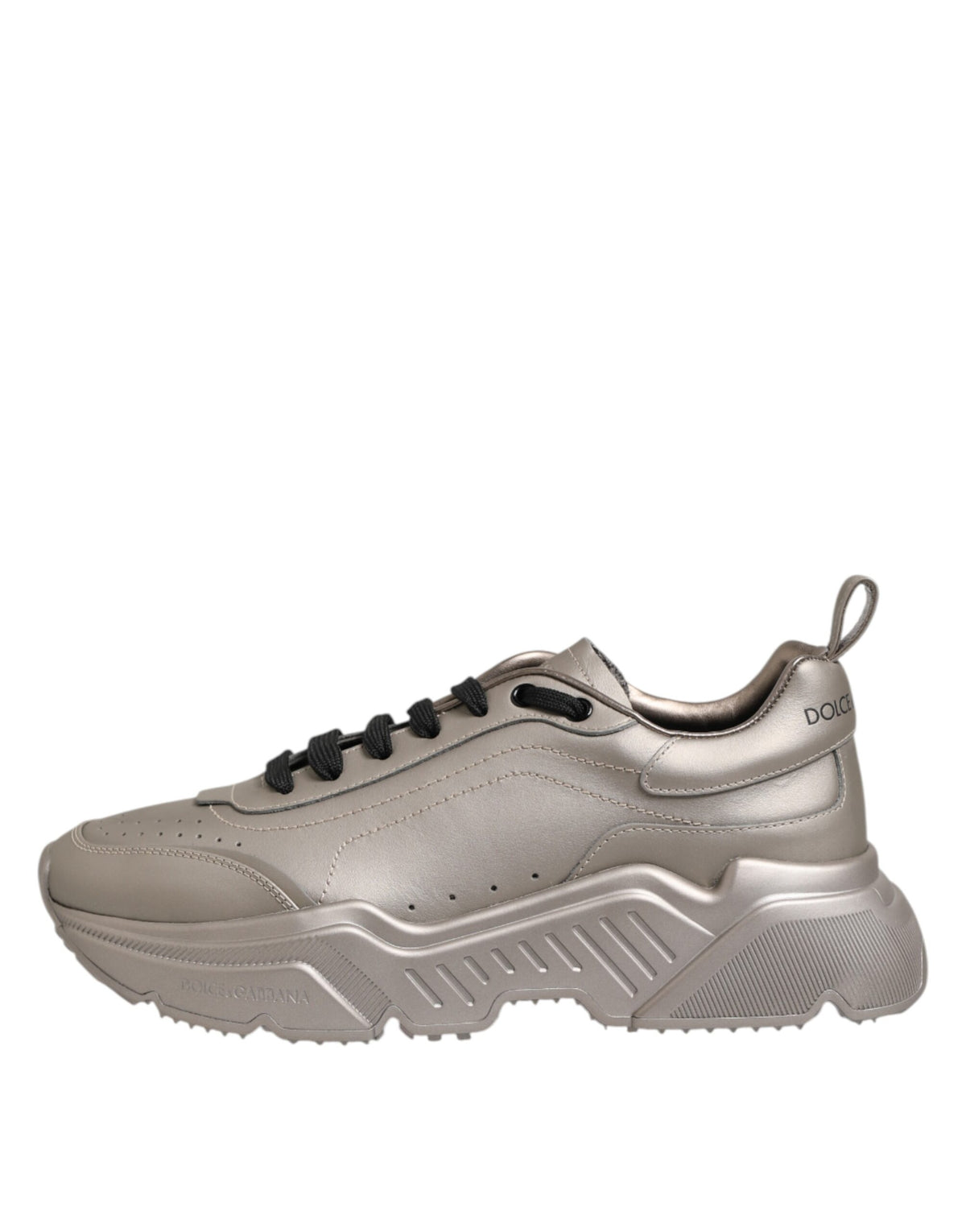 Dolce & Gabbana Silber DAYMASTER Leder Männer Turnschuhe Schuhe