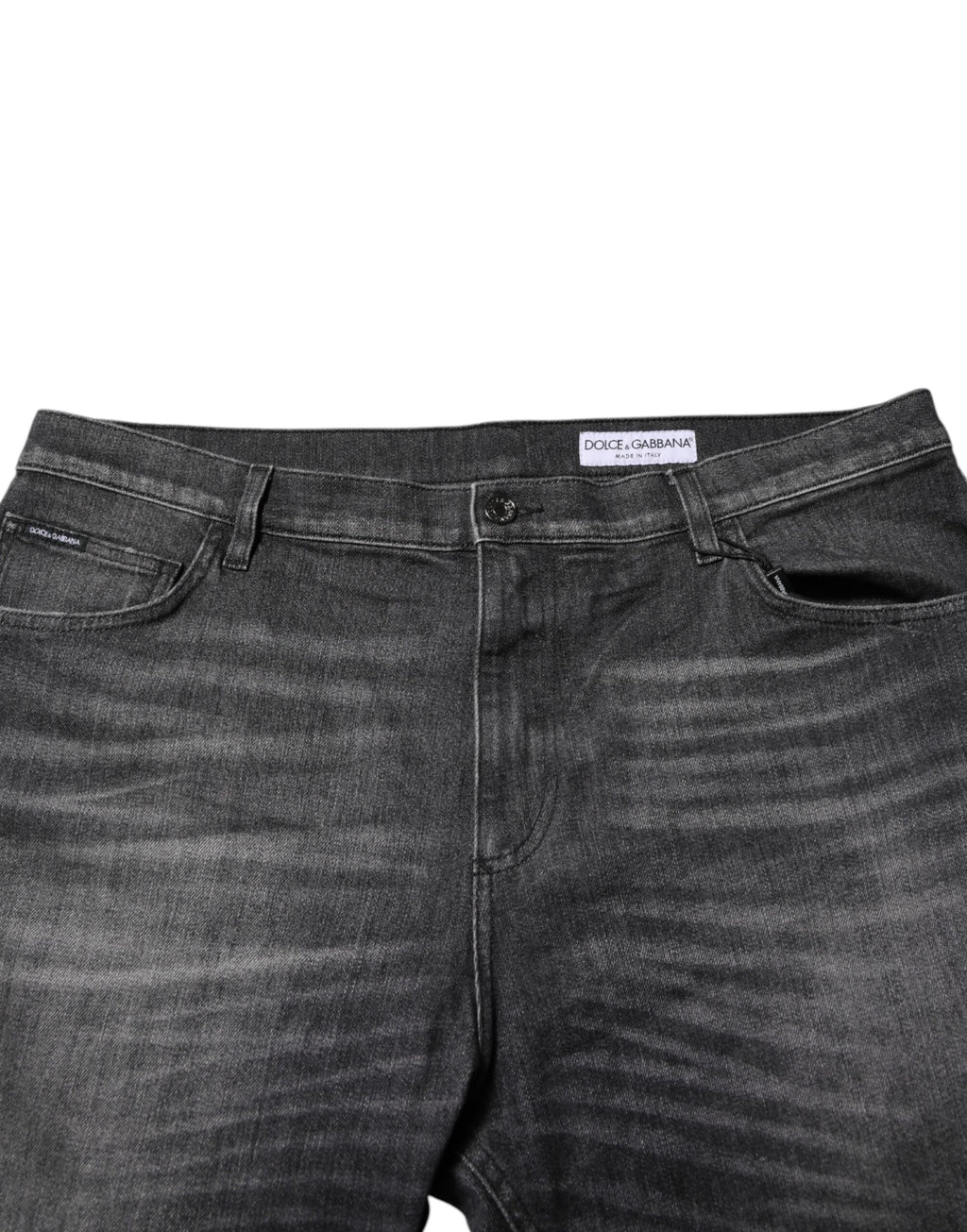 Dolce & Gabbana Graue gewaschene Baumwoll-Loose-Denim-Jeans