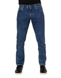 Dolce & Gabbana Blaue Denim-Jeans mit Logo-Plakette aus Baumwolle