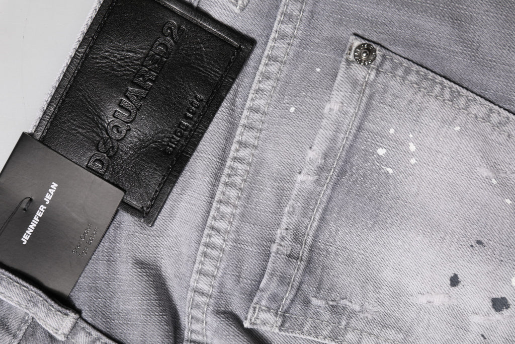 Dsquared² Graue verwaschene Denim-Jeans mit mittlerer Taille, konisch zulaufend