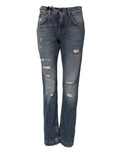 Dolce & Gabbana Blaue zerfledderte Denim-Jeans aus Baumwolle mit mittlerer Taille