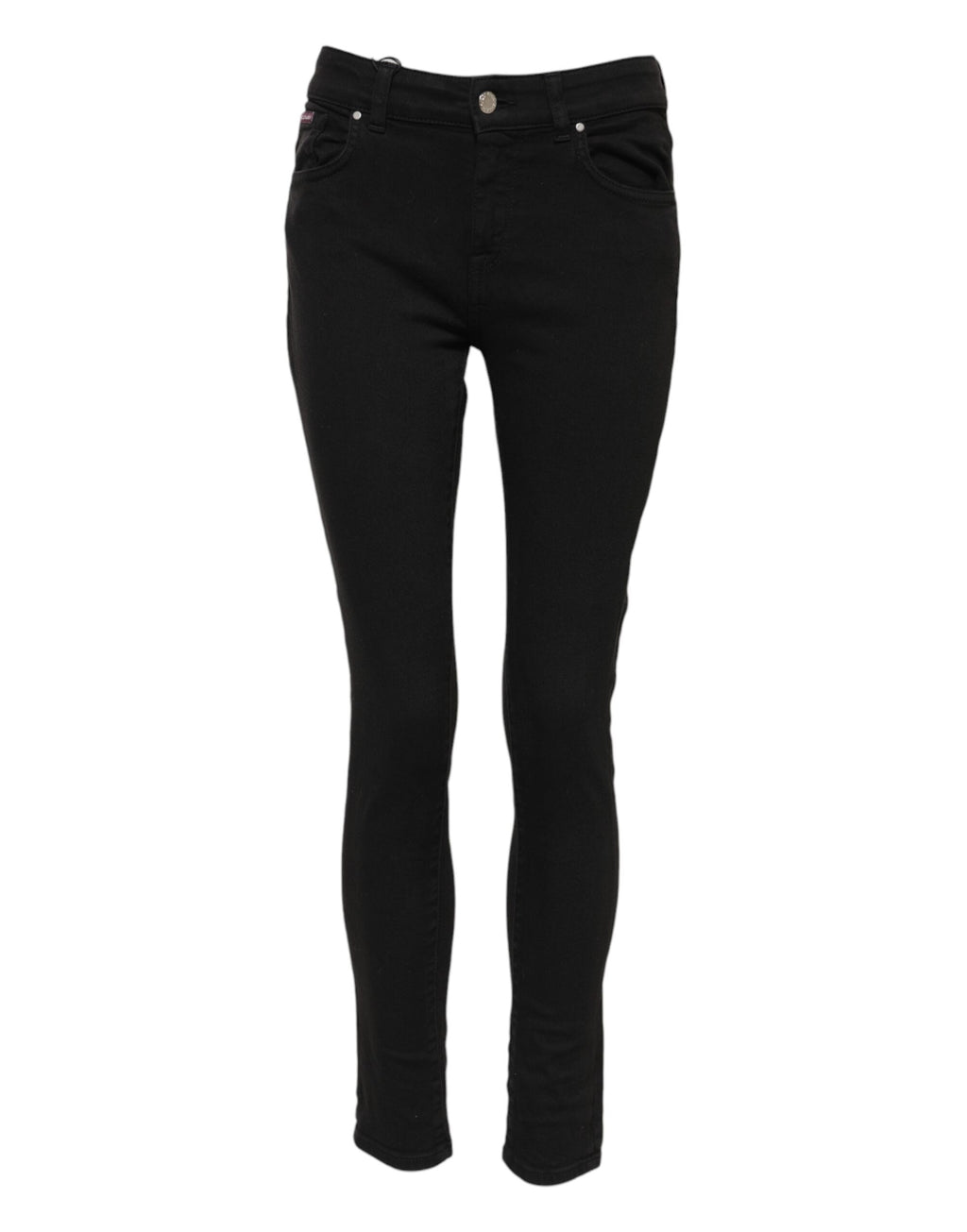 Dolce & Gabbana Schwarze Baumwolle Logo Skinny Mid Waist Denim Jeans
