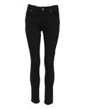 Dolce & Gabbana Schwarze Baumwolle Logo Skinny Mid Waist Denim Jeans