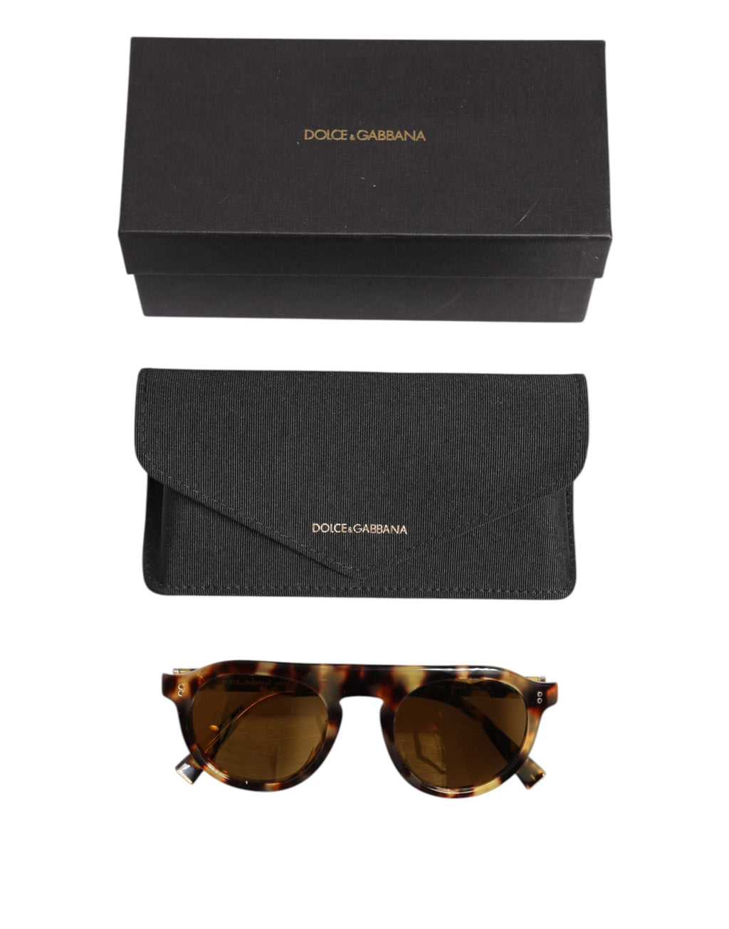 Dolce & Gabbana Braune Acetat-Sonnenbrille mit Leopardenmuster