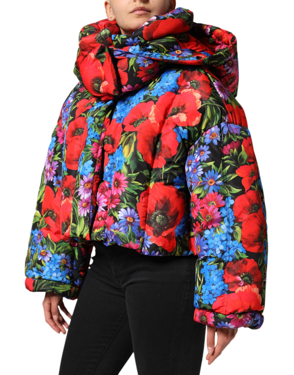 Dolce & Gabbana Multicolor Floral Kapuzenpullimantel Jacke
