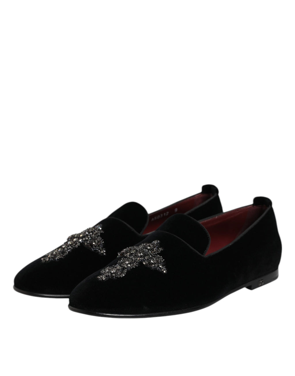 Dolce & Gabbana Schwarzer Samt verschönert Loafer Slip On Schuhe
