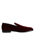 Dolce & Gabbana Rote Baumwolle Samt Slip On Loafers Formelle Schuhe