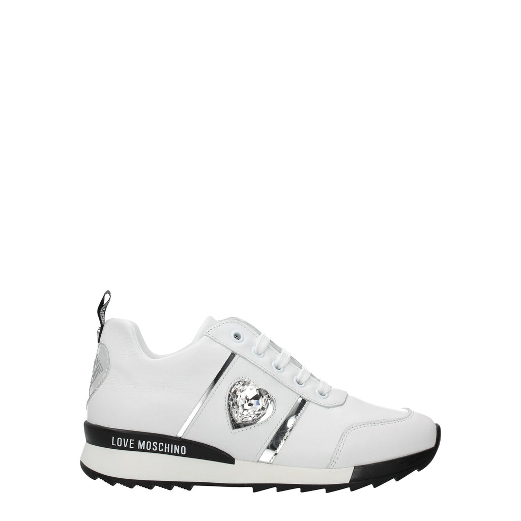Love Moschino Weiße Low-Top-Sneaker aus Leder