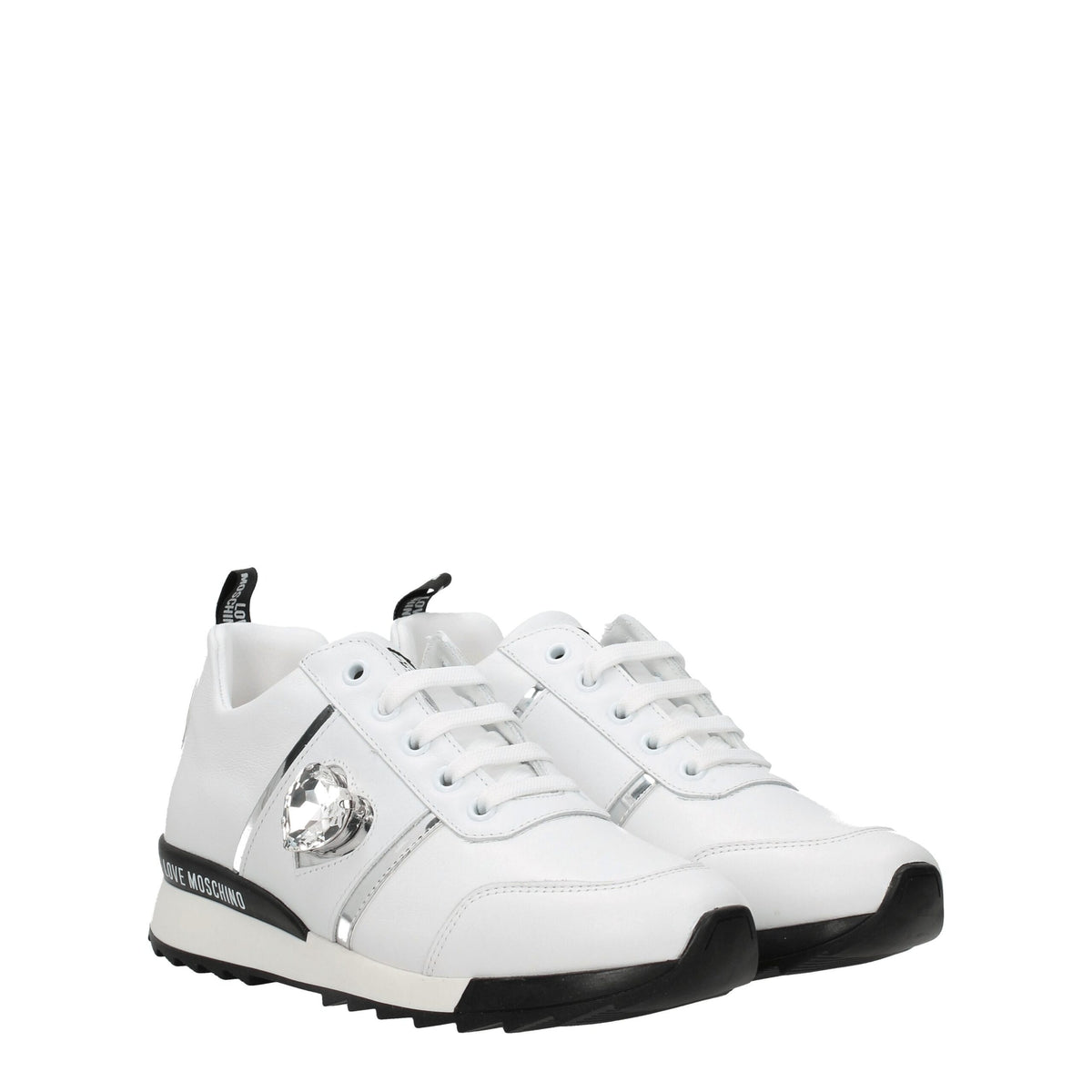 Love Moschino Weiße Low-Top-Sneaker aus Leder