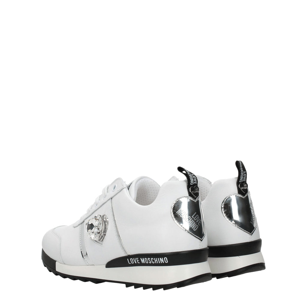 Love Moschino Weiße Low-Top-Sneaker aus Leder