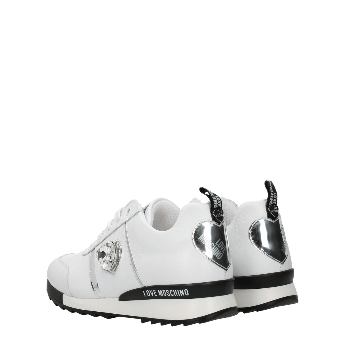 Love Moschino Weiße Low-Top-Sneaker aus Leder