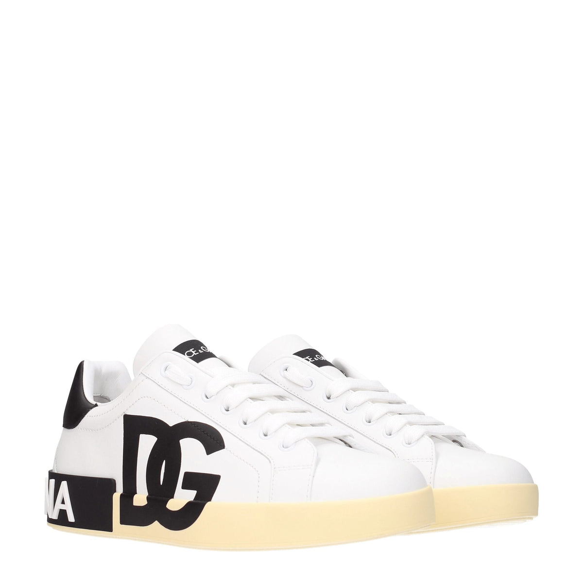 Dolce & Gabbana Weiße Low-Top-Sneaker aus Leder
