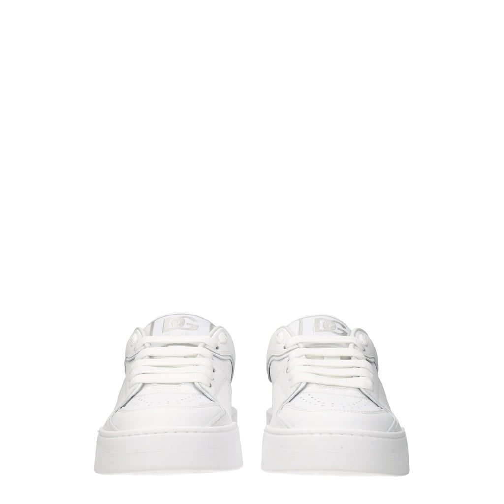 Dolce & Gabbana Weiße Low-Top-Sneaker aus Leder
