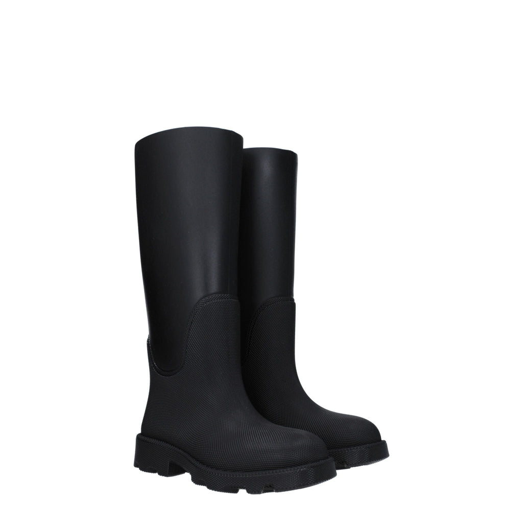 Burberry Schwarze Regenstiefel aus Baumwolle