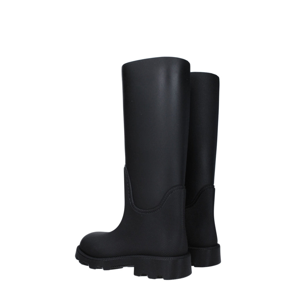 Burberry Schwarze Regenstiefel aus Baumwolle