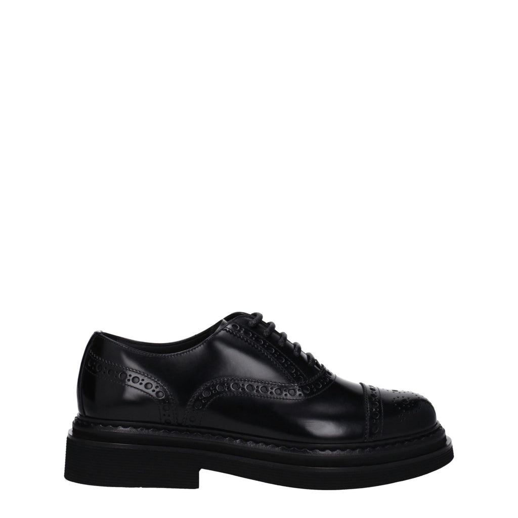 Dolce & Gabbana Schwarze Oxford- und Derby-Schuhe aus Leder
