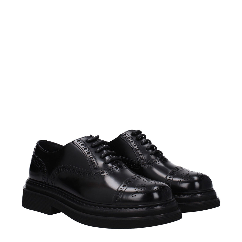Dolce & Gabbana Schwarze Oxford- und Derby-Schuhe aus Leder