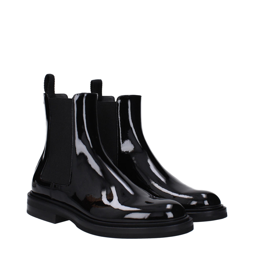 Dolce & Gabbana Schwarze Leder-Stiefeletten