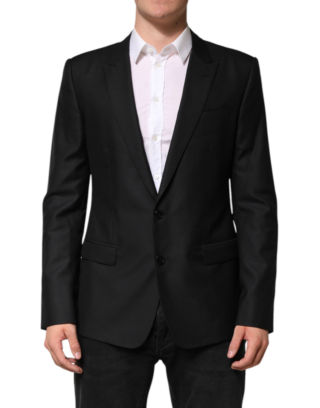 Dolce & Gabbana Schwarzer Woll-Sakko mit Einreiher
