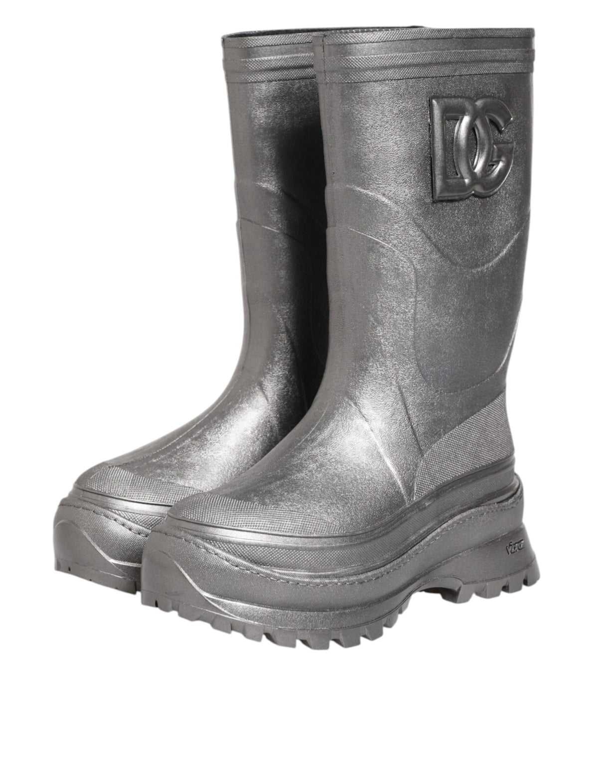 Dolce & Gabbana Metallic Silber Pull On Regen Stiefel Schuhe