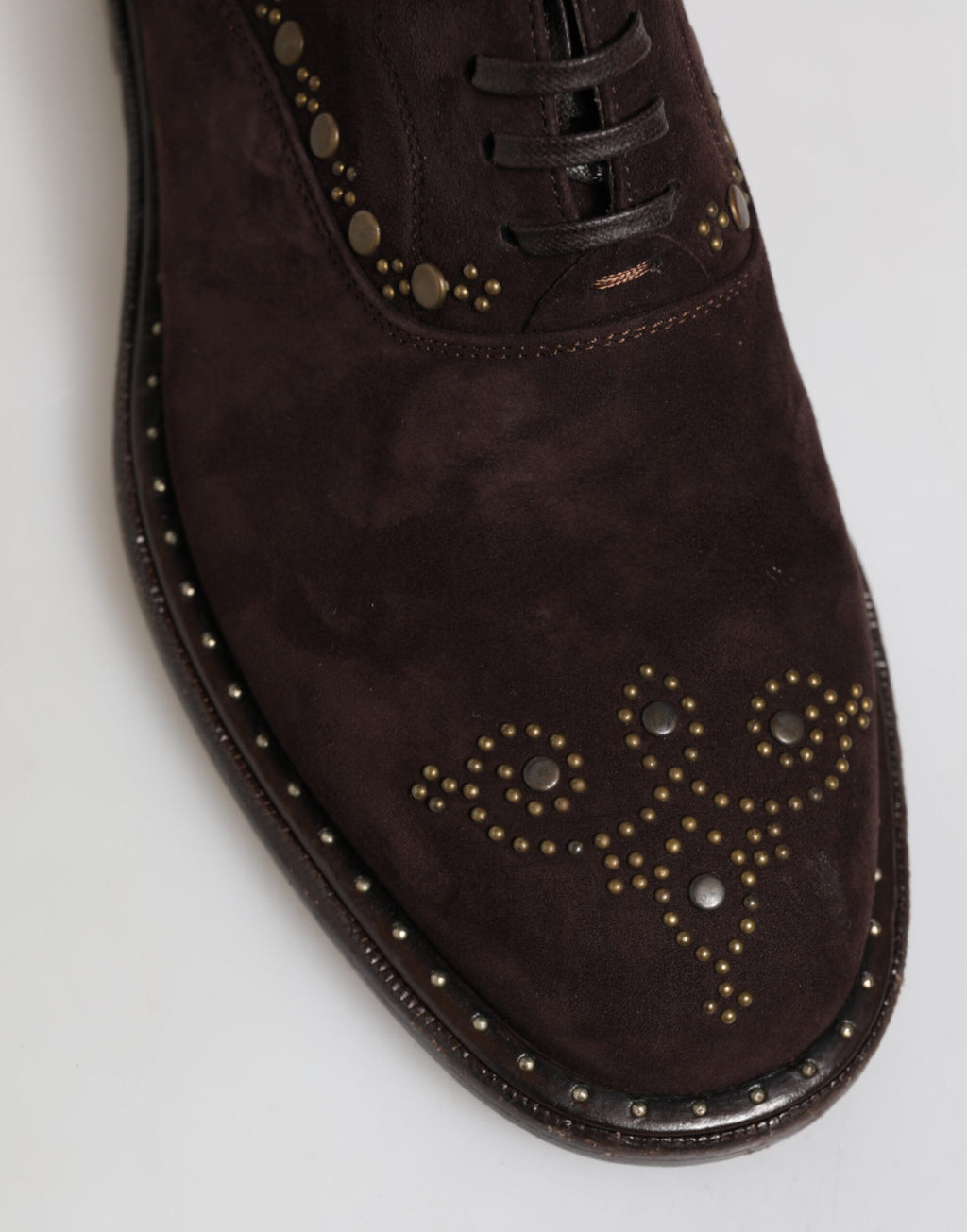 Dolce & Gabbana Braune Samt-Schnürschuhe in Oxford-Optik