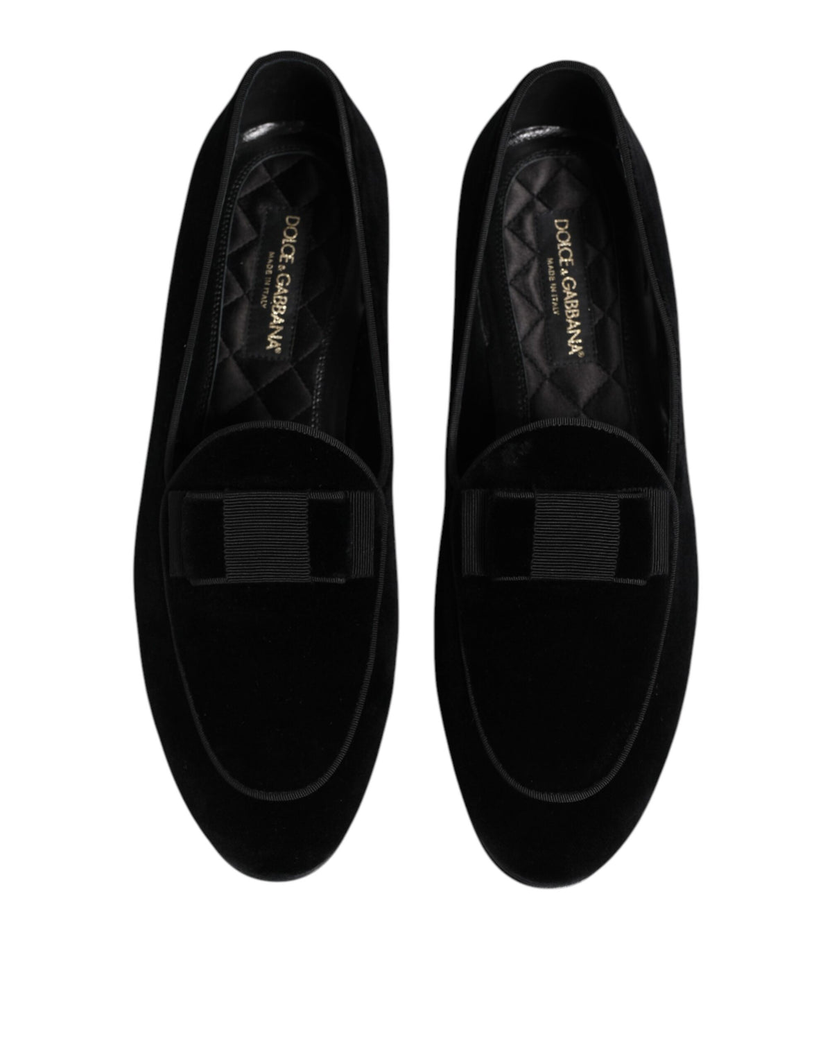 Dolce & Gabbana Schwarzer Samt Loafers Formal Männer Kleid Schuhe