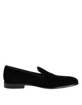 Dolce & Gabbana Schwarzer Samt Slip On Loafers Männer Formelle Schuhe