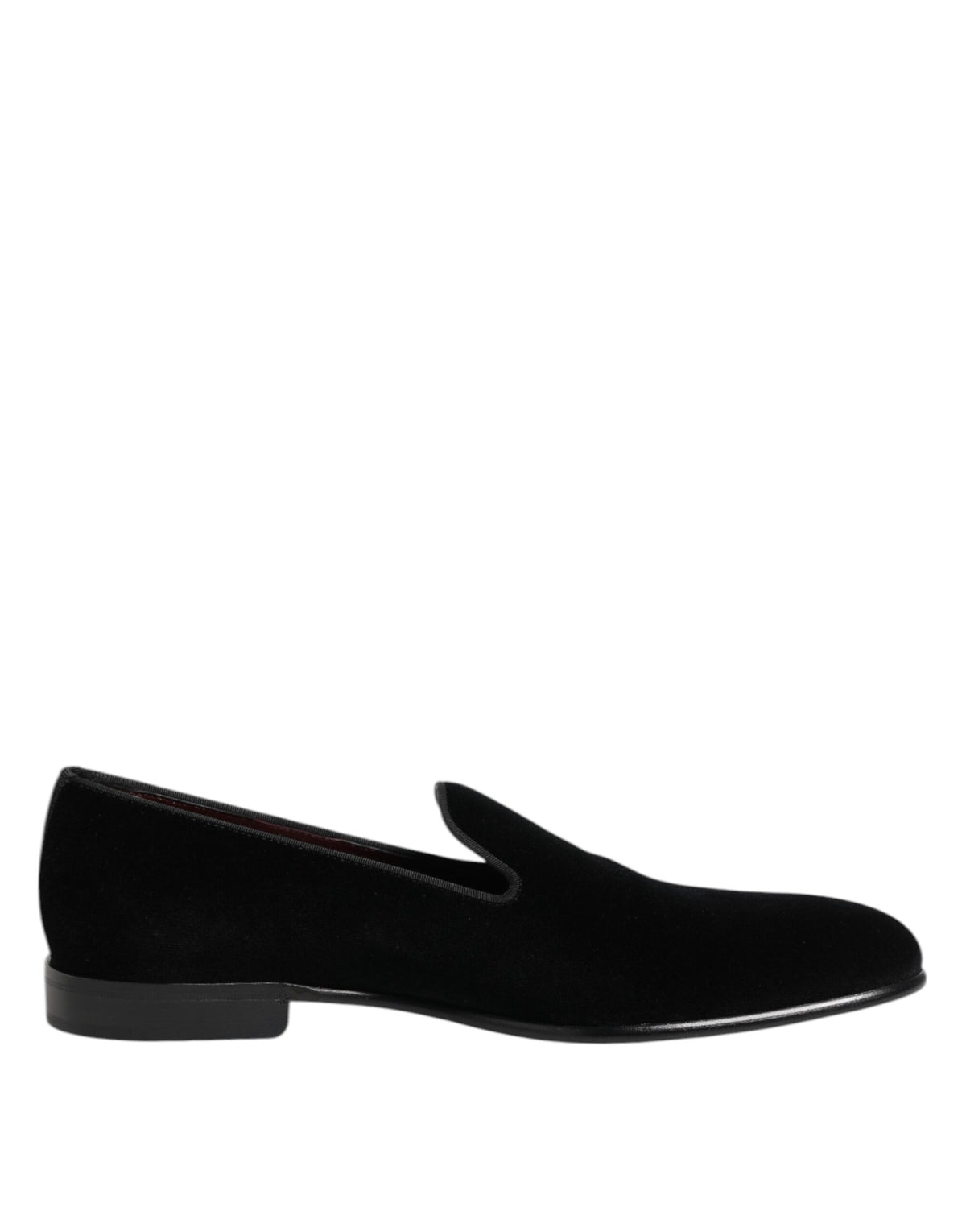 Dolce & Gabbana Schwarzer Samt Slip On Loafers Männer Formelle Schuhe