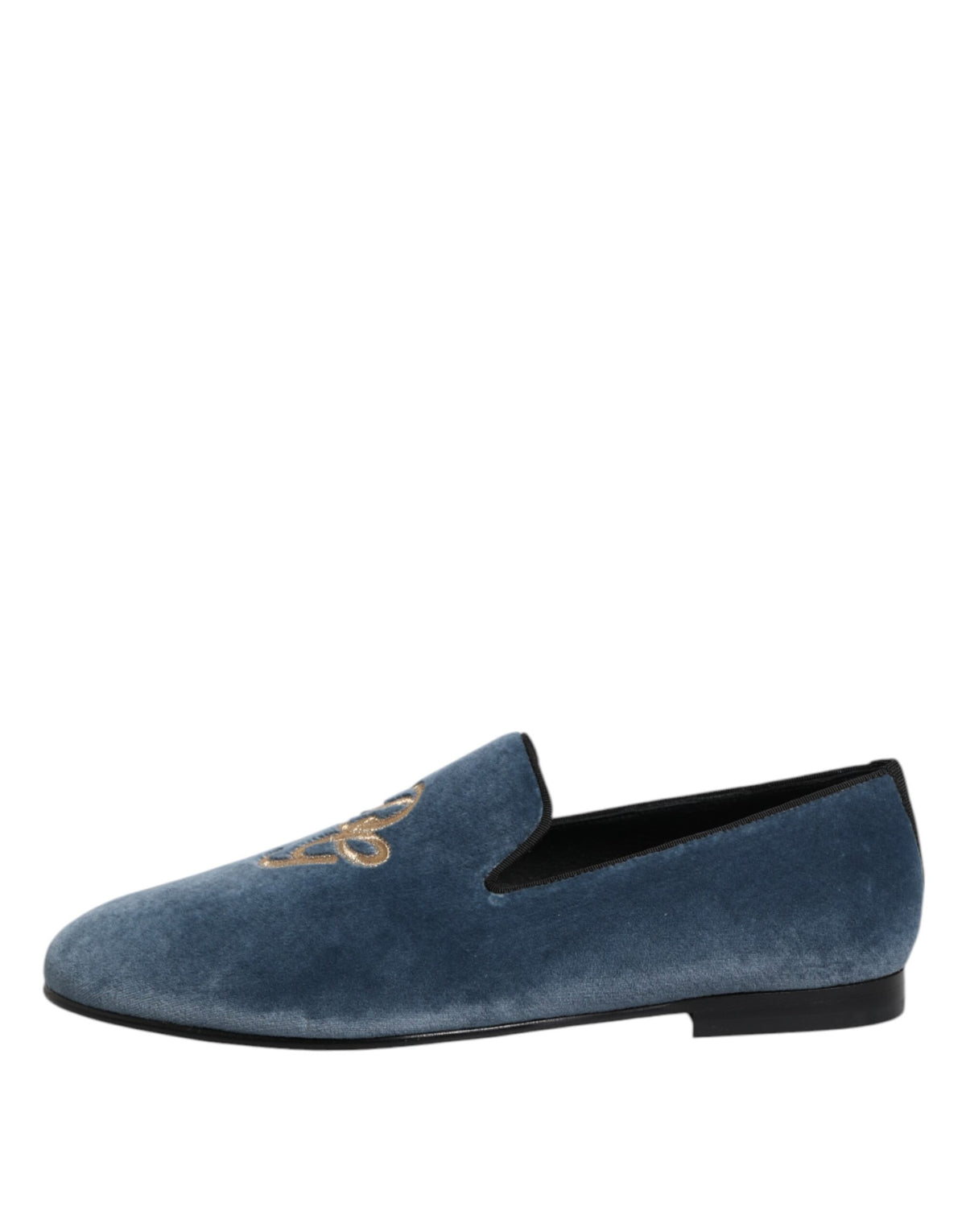 Dolce & Gabbana Blauer Samt DG Logo Loafers Formelle Schuhe