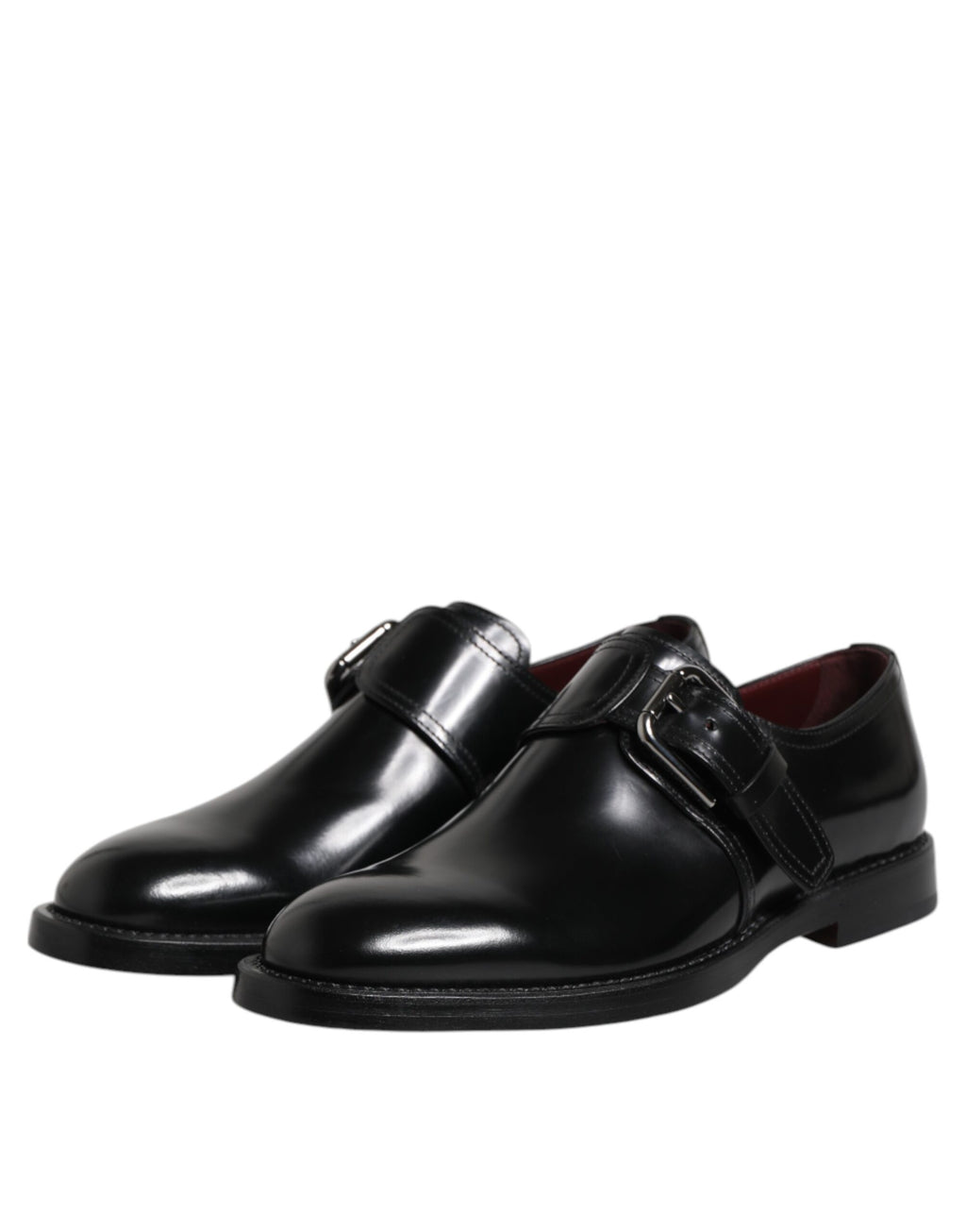 Dolce & Gabbana Schwarzes Leder Monk Strap Derby Formelle Schuhe