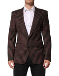 Dolce & Gabbana Schwarzbraun gestreifter einreihiger Blazer