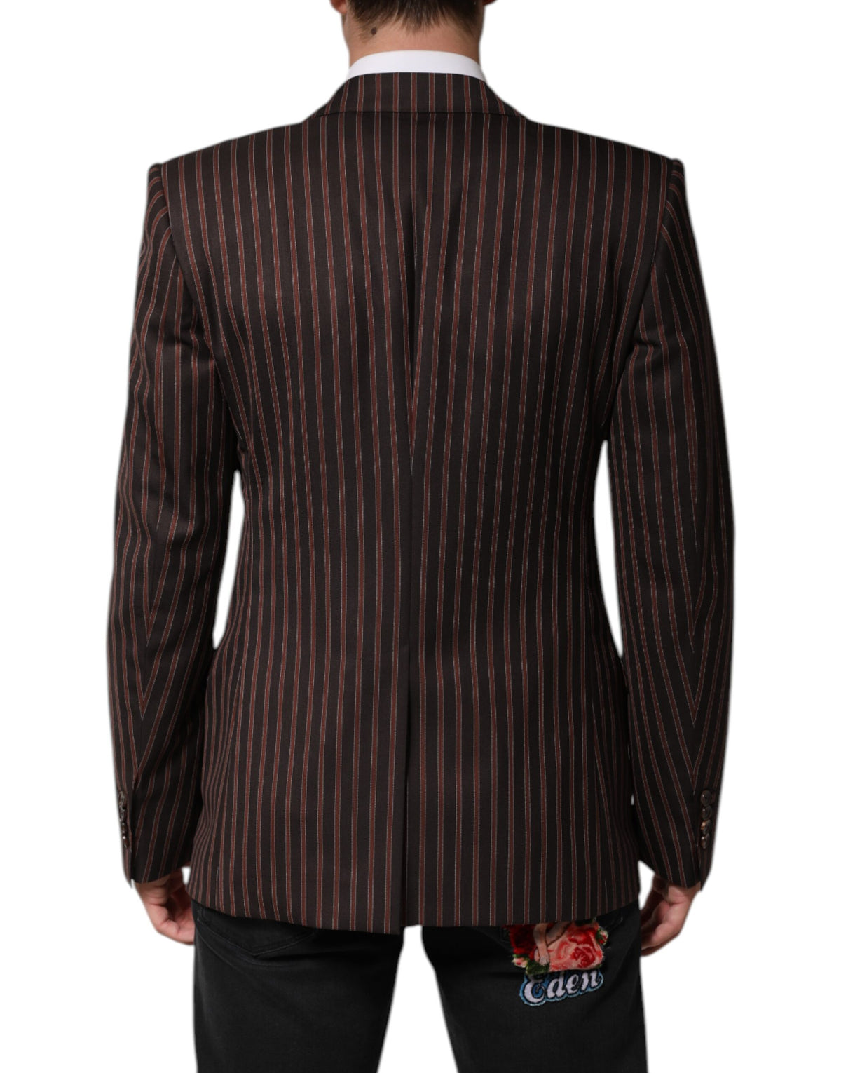 Dolce & Gabbana Schwarzbraun gestreifter einreihiger Blazer