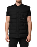 Dolce & Gabbana Schwarzer ärmelloser Parka Jacke mit Logoplakette