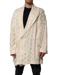 Dolce & Gabbana Beige Polyester Logo Monogramm Mantel Jacke
