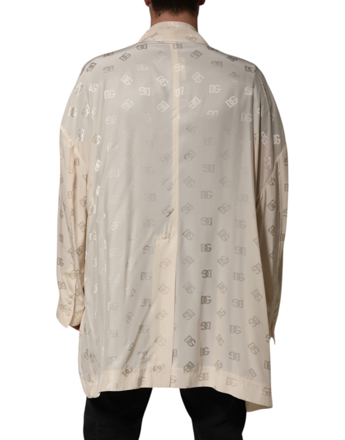 Dolce & Gabbana Beige Polyester Logo Monogramm Mantel Jacke