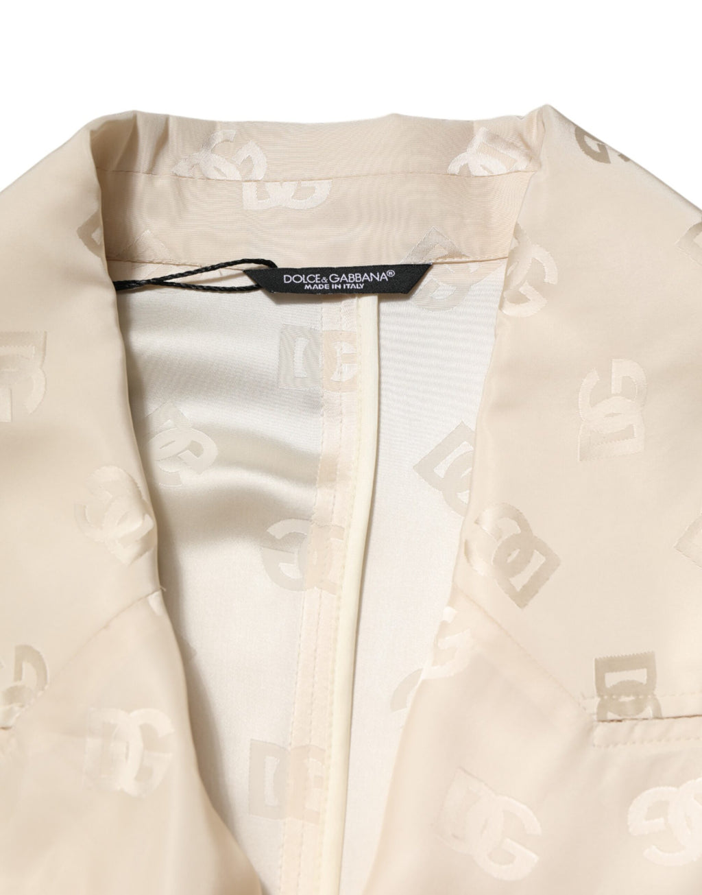 Dolce & Gabbana Beige Polyester Logo Monogramm Mantel Jacke