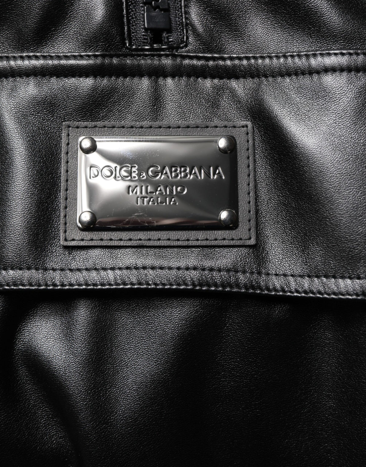 Dolce & Gabbana Schwarze Polyester-Logo-Plakette Bomberjacke