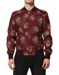 Dolce & Gabbana Kastanienbraune Bomberjacke mit Pfauenfedern