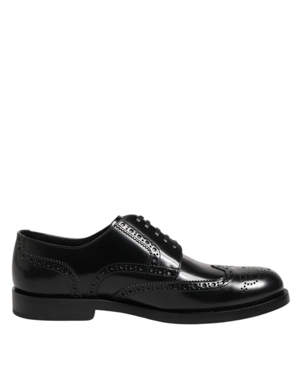 Dolce & Gabbana Schwarzes Leder Derby Wingtip Formelle Schuhe