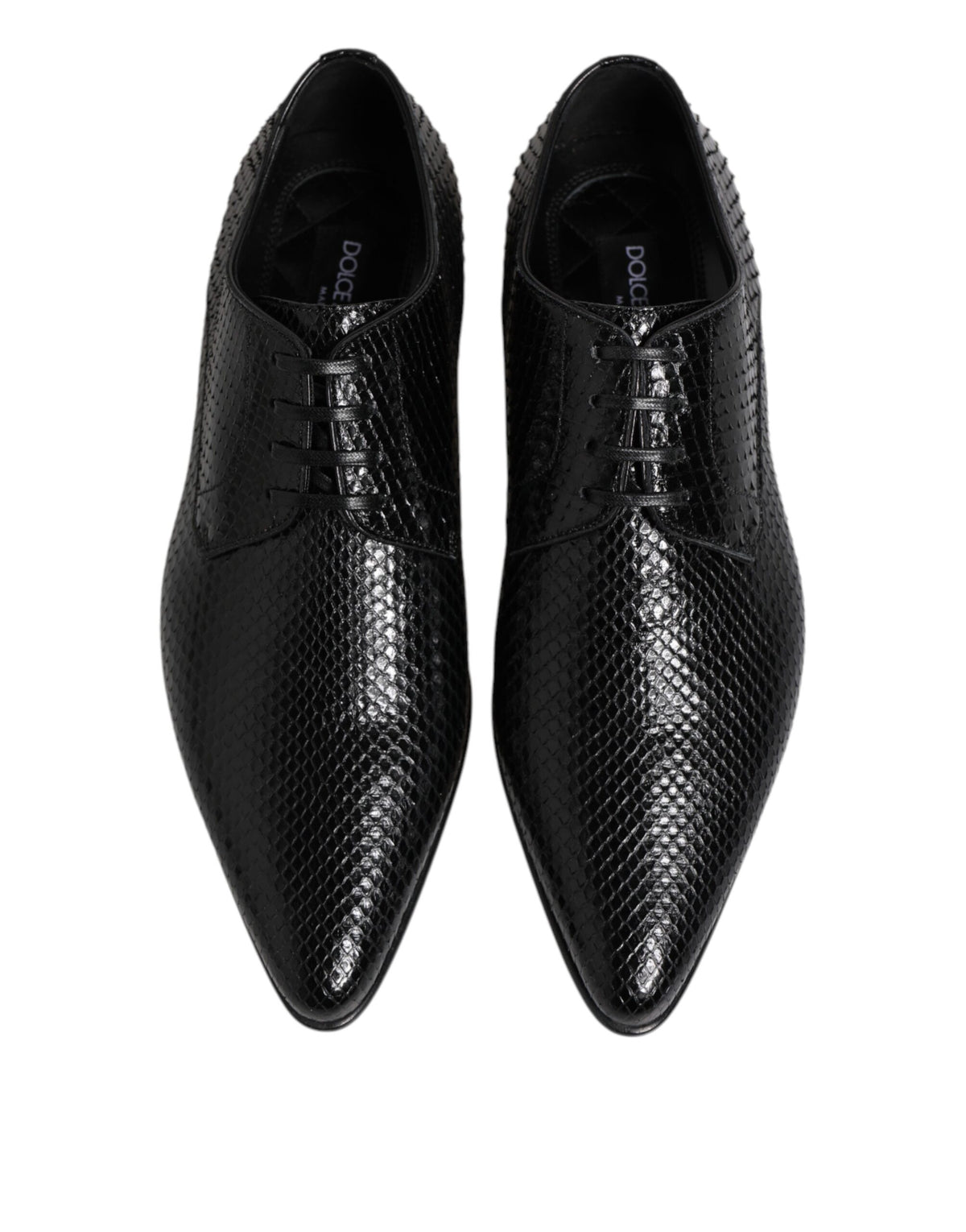 Dolce & Gabbana Schwarze Exotische Leder Schnürschuhe Derby