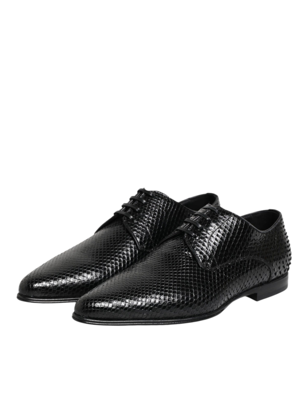 Dolce & Gabbana Schwarze Exotische Leder Schnürschuhe Derby