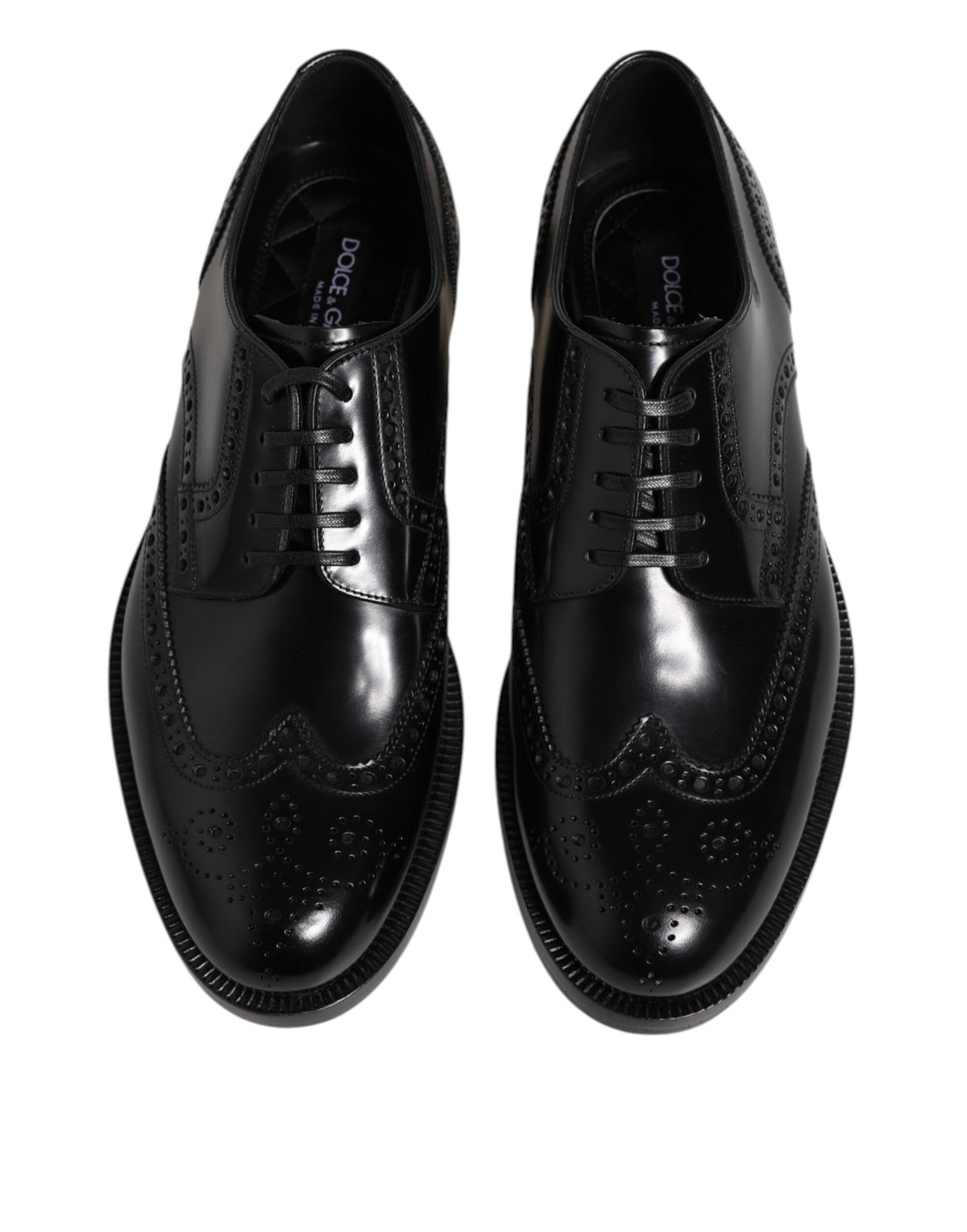 Dolce & Gabbana Schwarzes Leder Derby Wingtip Formelle Schuhe