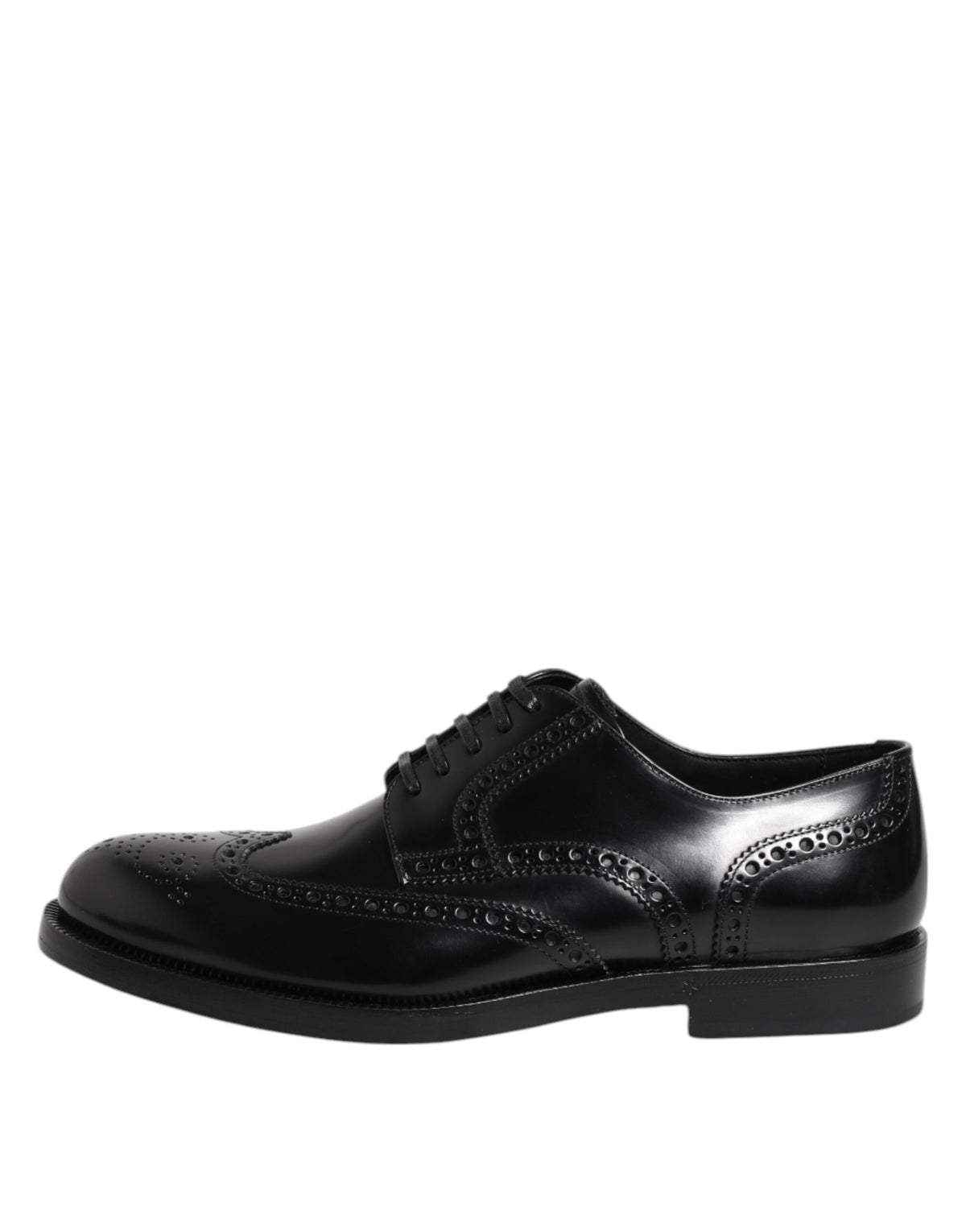 Dolce & Gabbana Schwarzes Leder Derby Wingtip Formelle Schuhe