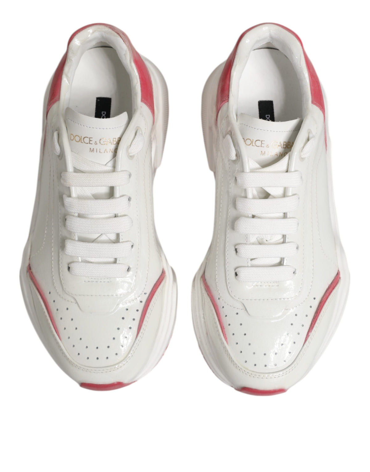 Dolce & Gabbana Weiß Rosa Daymaster Low Top Turnschuhe Schuhe
