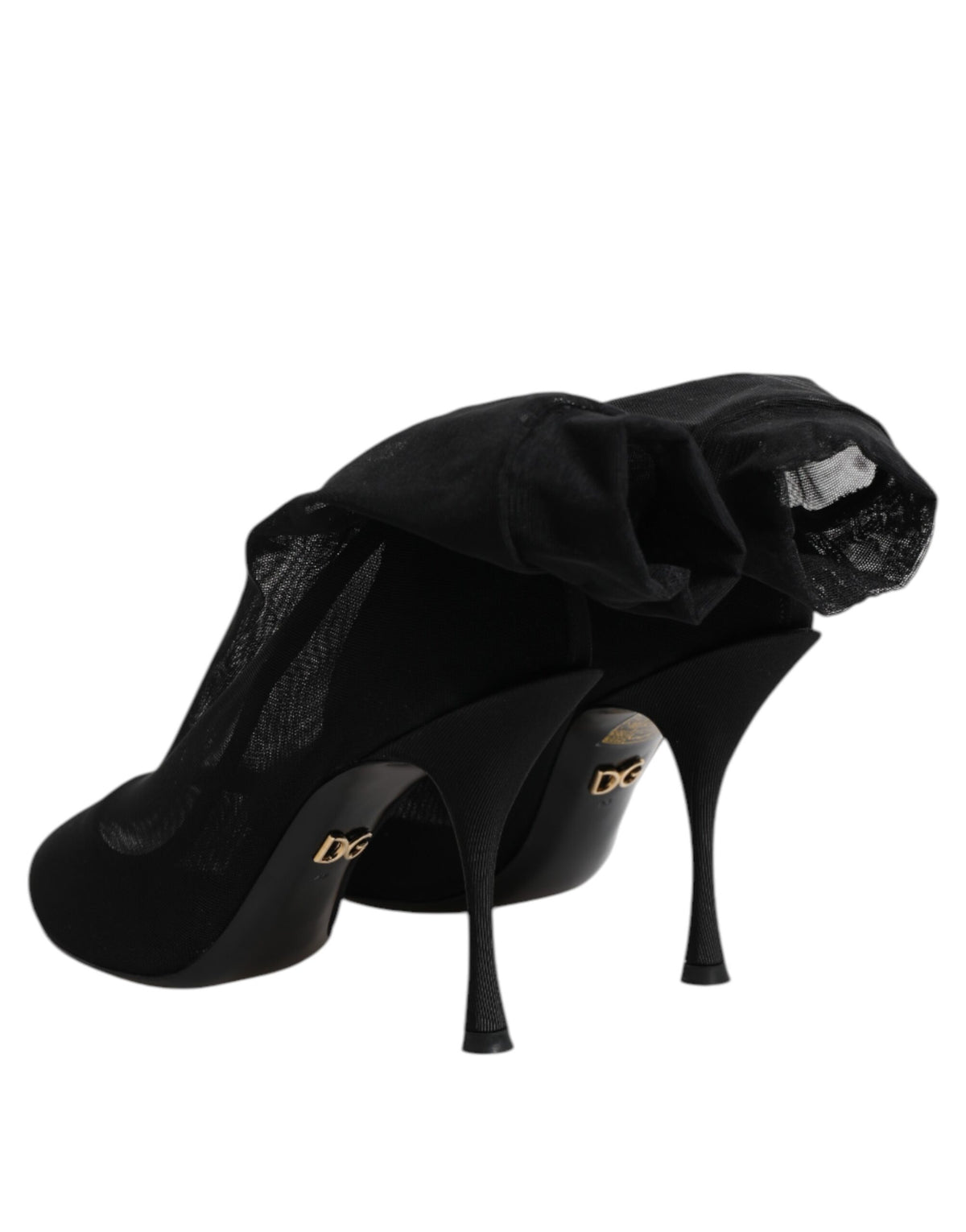 Dolce & Gabbana Schwarz Seide Stretch Mesh Socke Stiefel Schuhe