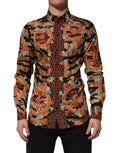 Dolce & Gabbana GOLD Cotton Tiger Carretto Langarmhemd