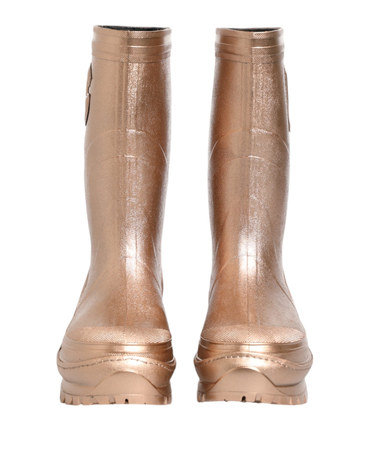 Dolce & Gabbana Rose Gold Gummi Pull On Regen Stiefel Schuhe