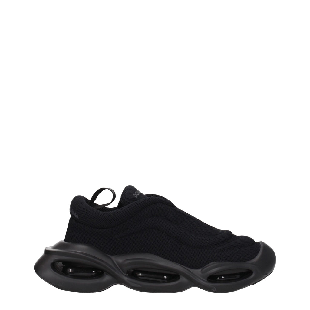 Dolce & Gabbana Schwarze Stoff-Sneaker mit klobiger Sohle